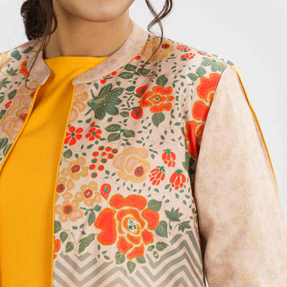 Womens Ethnic Mustard Three Piece Set