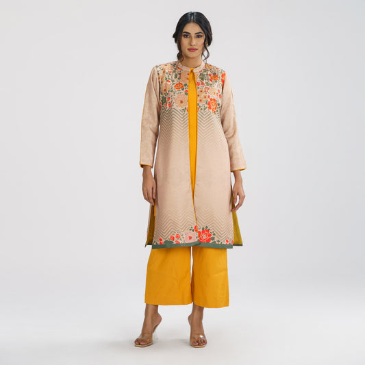 Womens Ethnic Mustard Three Piece Set