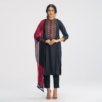 Womens Black Ethnic Three Piece