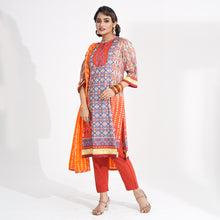 Load image into Gallery viewer, Women Orange Ethnic 3-Piece Set
