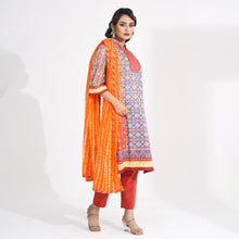 Load image into Gallery viewer, Women Orange Ethnic 3-Piece Set
