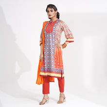 Load image into Gallery viewer, Women Orange Ethnic 3-Piece Set
