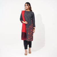 Women Black & Red Ethnic Three Piece Set