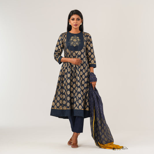 Womens Navy Ethnic 3PCS Set