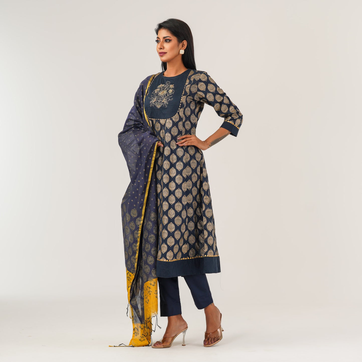 Womens Navy Ethnic 3PCS Set