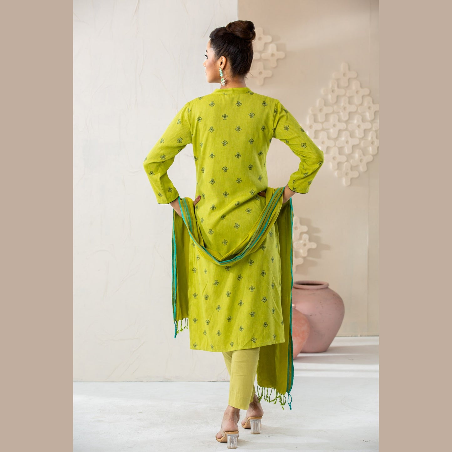 Womens Green Ethnic 3Pcs Set