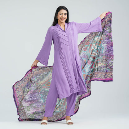 Women’s Lavender Viscose Three Piece Set