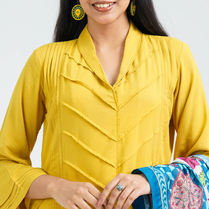 Women’s Mustard Viscose Three Piece Set