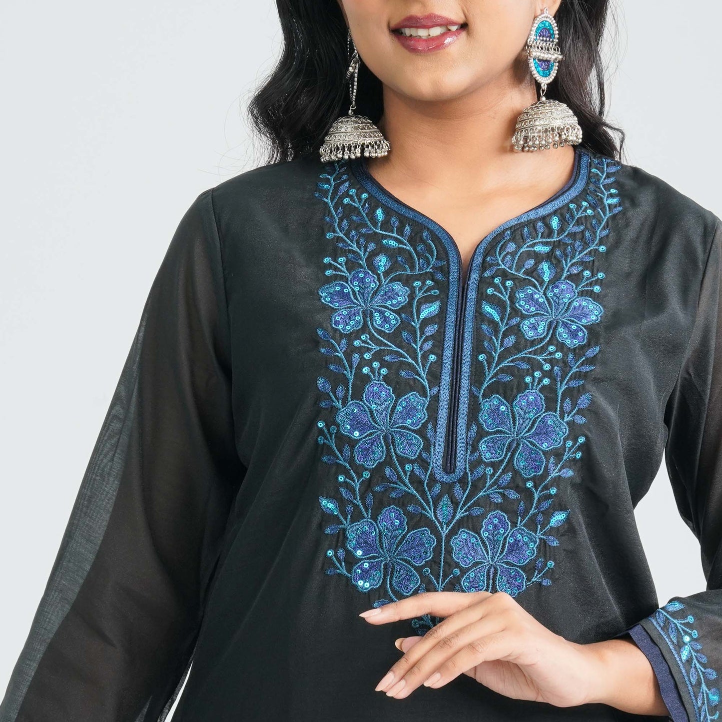 Women Half Silk Three Piece Set