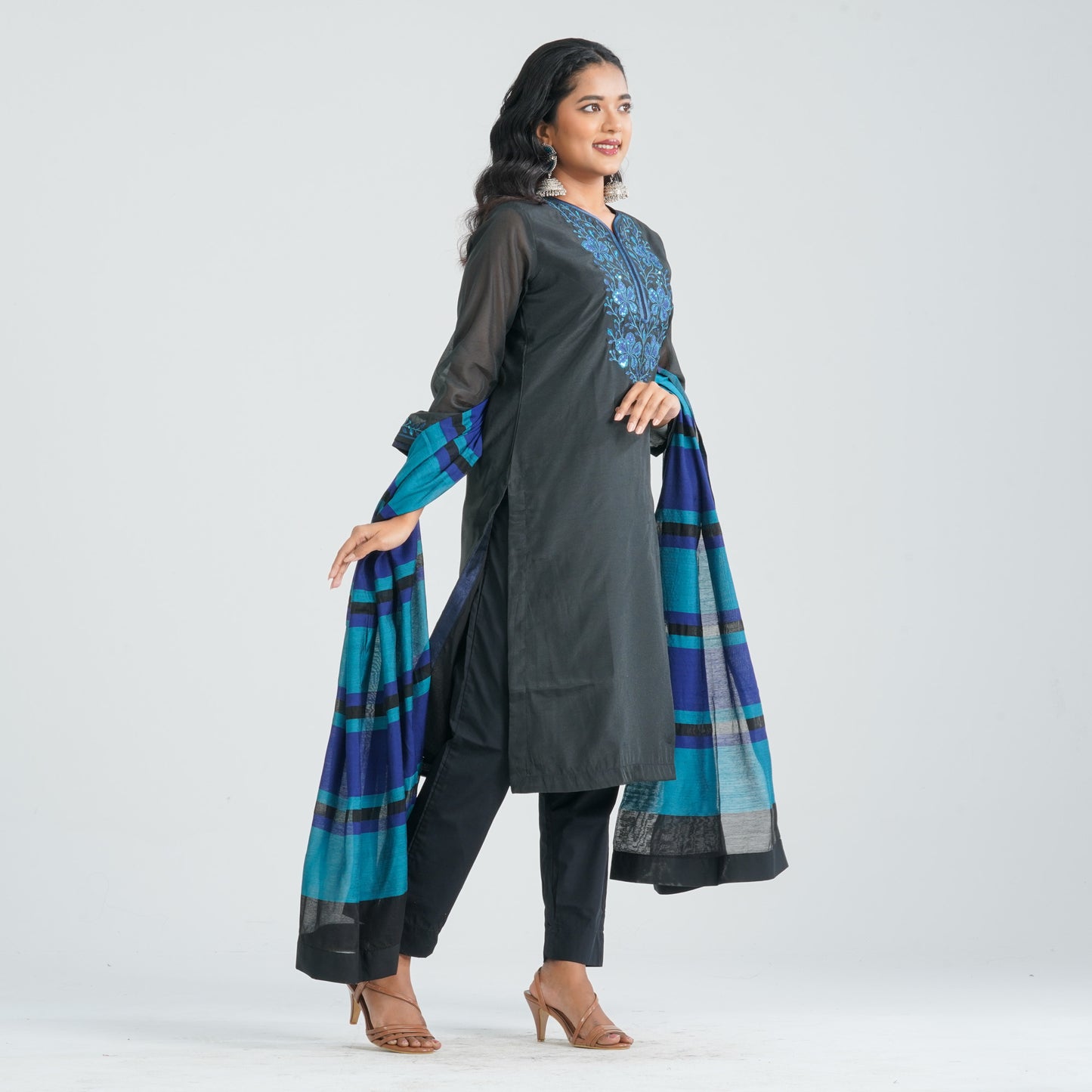 Women Half Silk Three Piece Set