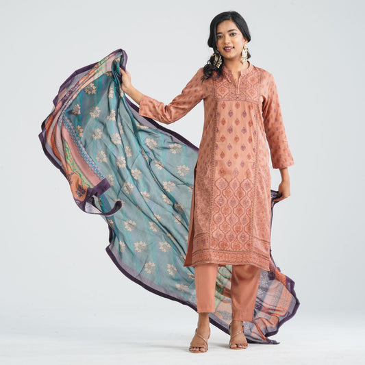 Women Blended Silk Three Piece Set