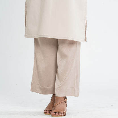 Women’s Beige Three Piece Set with Digital Print Jacket