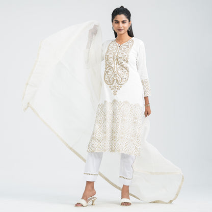 Women’s Cotton Embroidered Three Piece Set