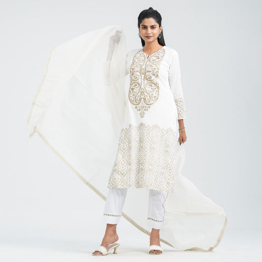 Women’s Cotton Embroidered Three Piece Set