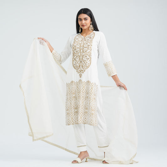 Women’s Cotton Embroidered Three Piece Set