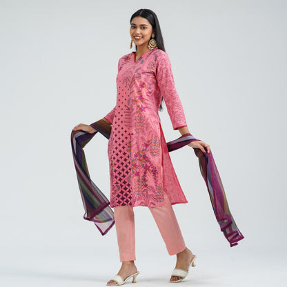 Women’s Cotton Embroidered Three Piece  Set