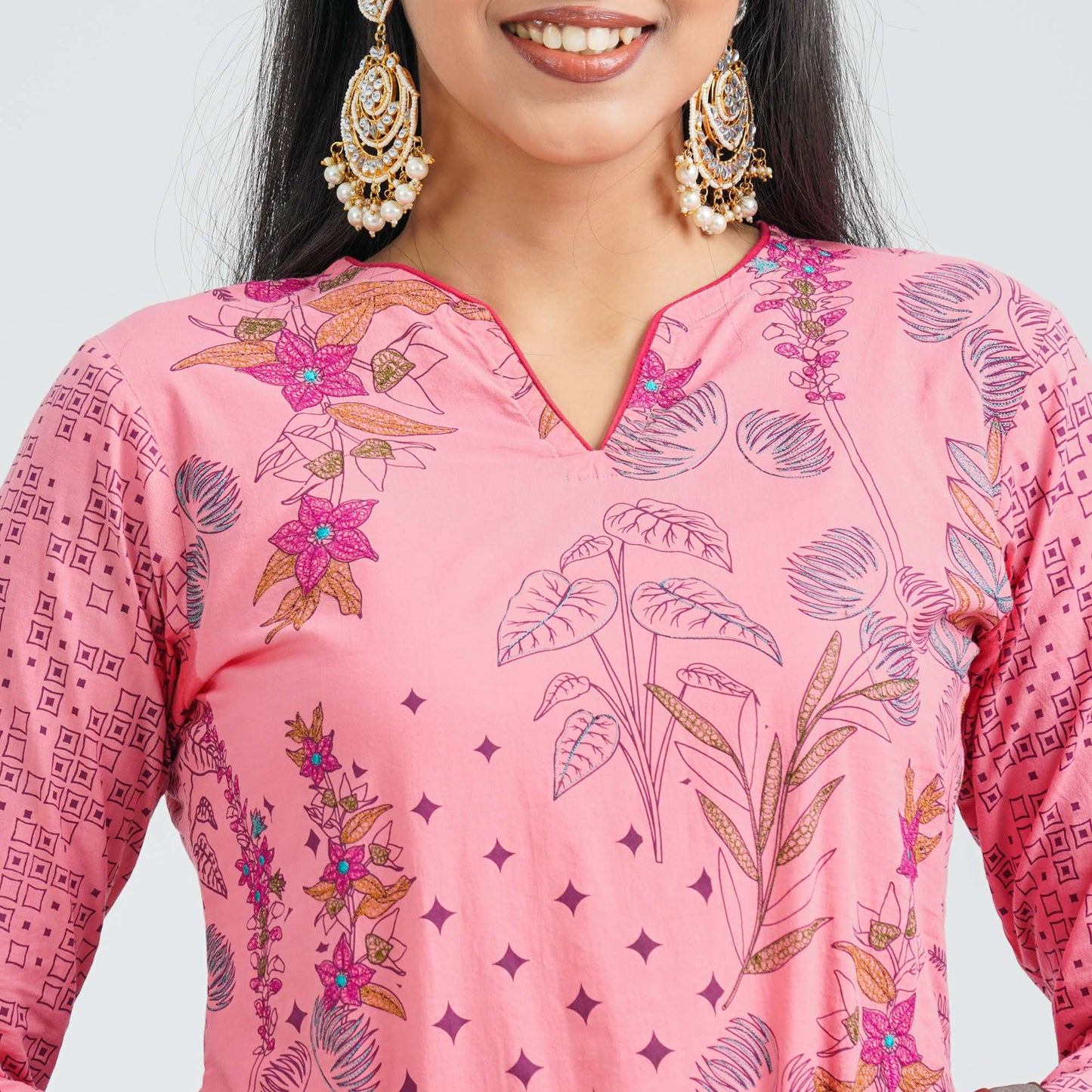 Women’s Cotton Embroidered Three Piece  Set