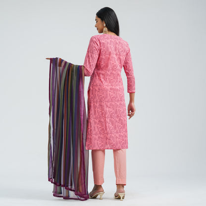 Women’s Cotton Embroidered Three Piece  Set