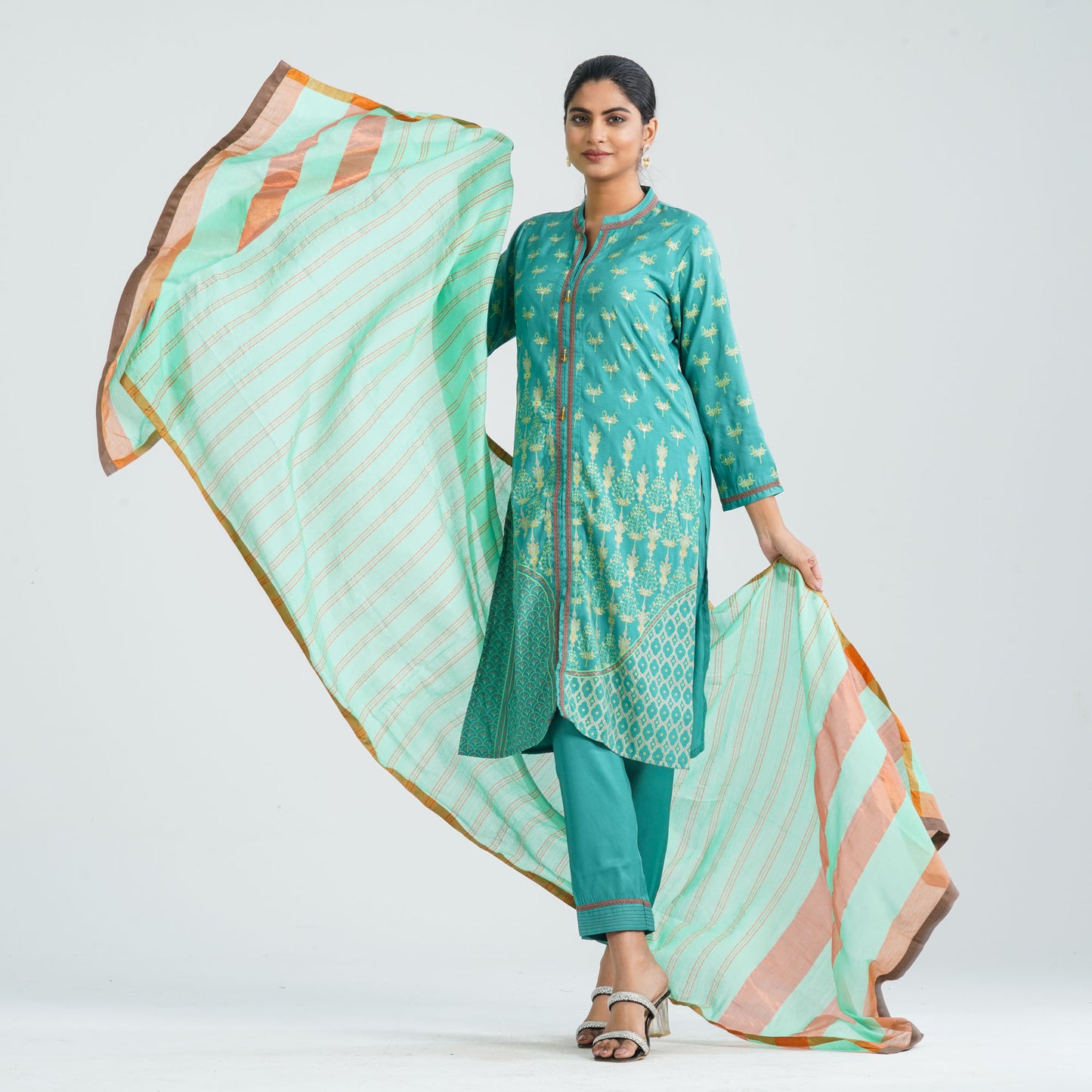 Women Blended Silk Three Piece Set