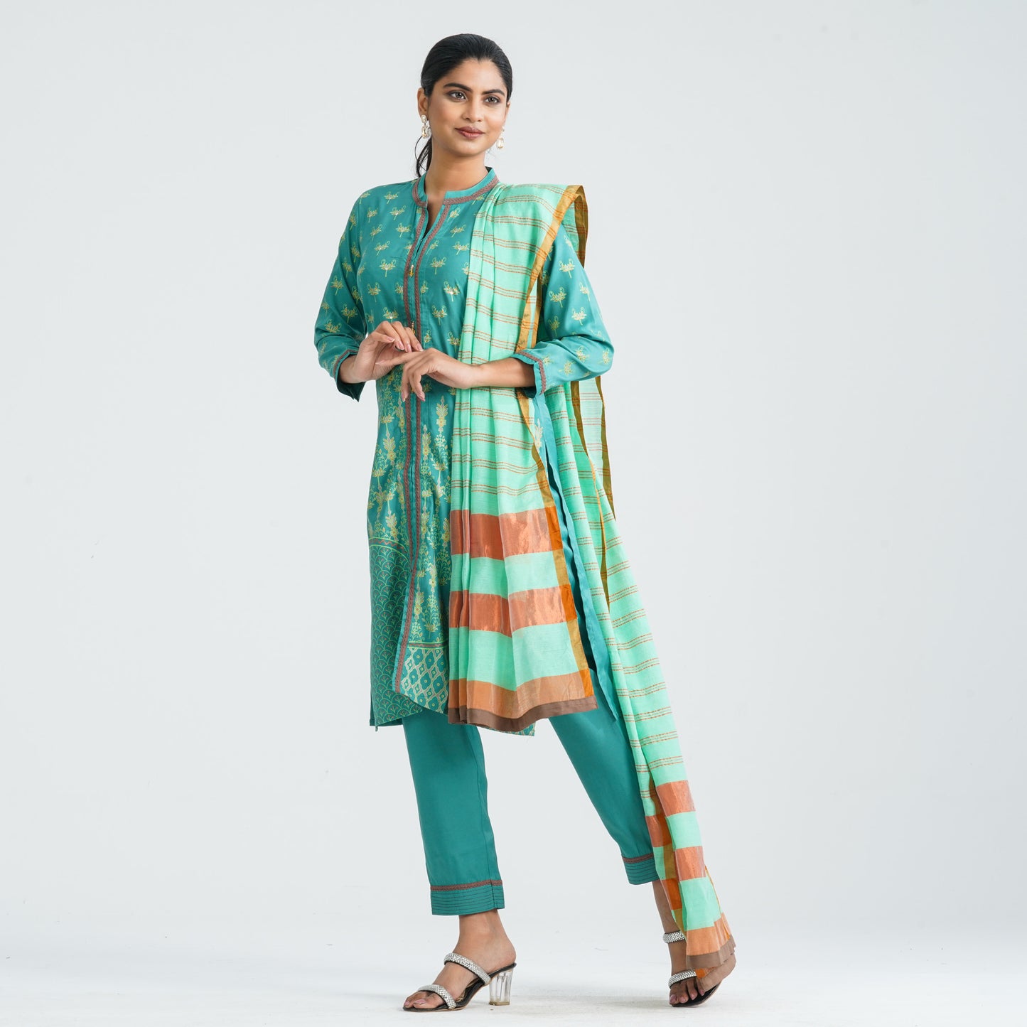 Women Blended Silk Three Piece Set