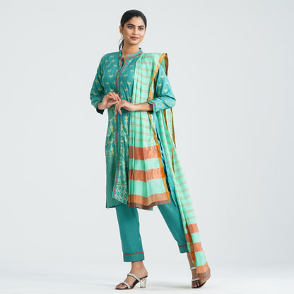 Women Blended Silk Three Piece Set