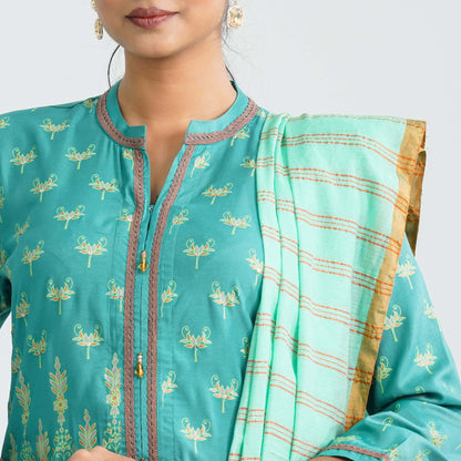 Women Blended Silk Three Piece Set