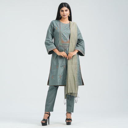 Women’s Cotton Embroidered Three Piece  Set