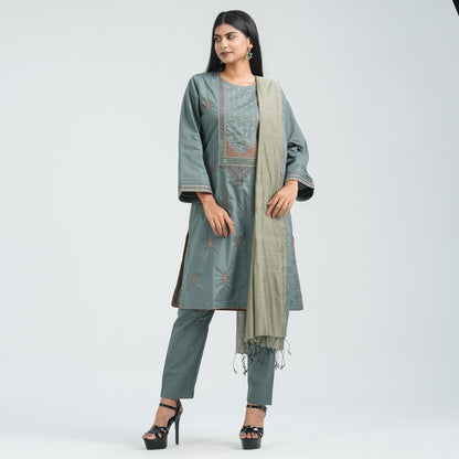 Women’s Cotton Embroidered Three Piece  Set