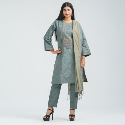 Women’s Cotton Embroidered Three Piece  Set