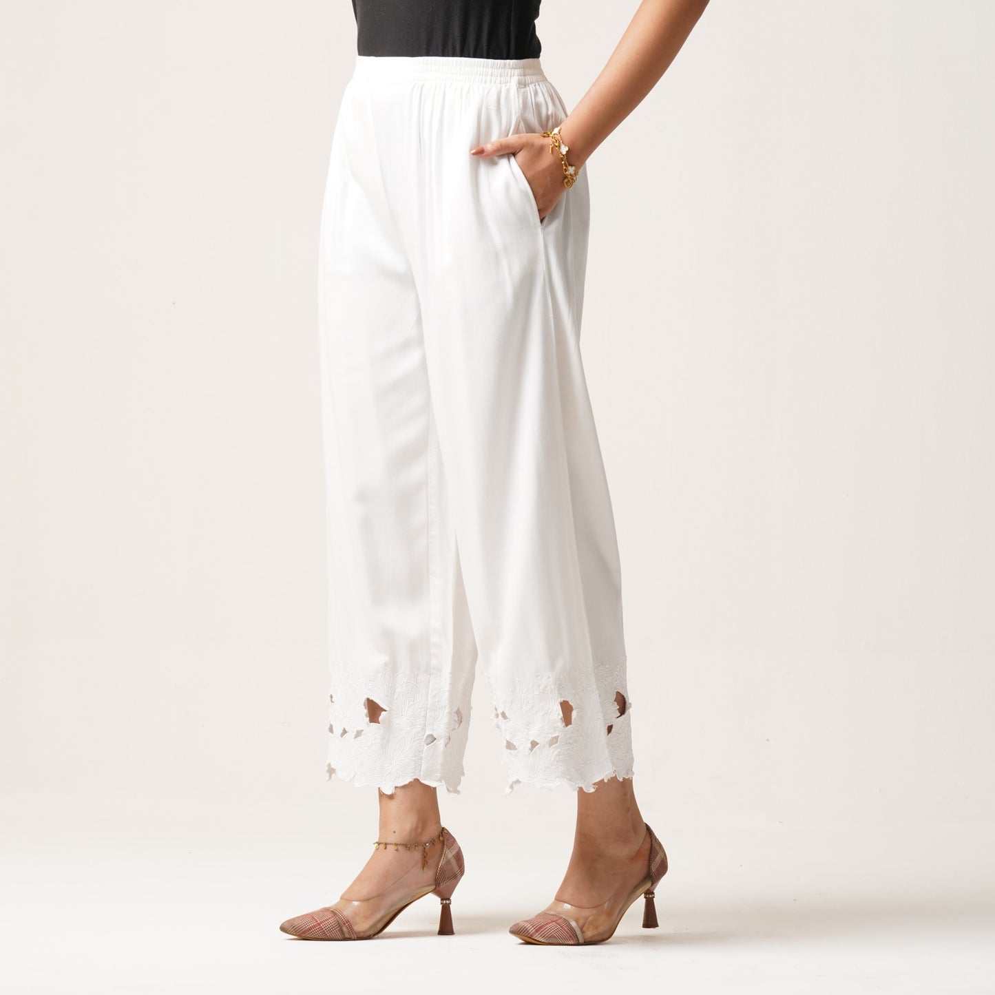 Womens Ethnic Bottom-Off White