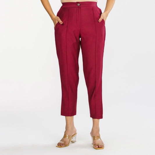 Womens Ethnic Maroon Pant