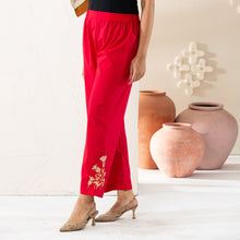 Load image into Gallery viewer, Women  Ethnic Red Embroidered Bottoms
