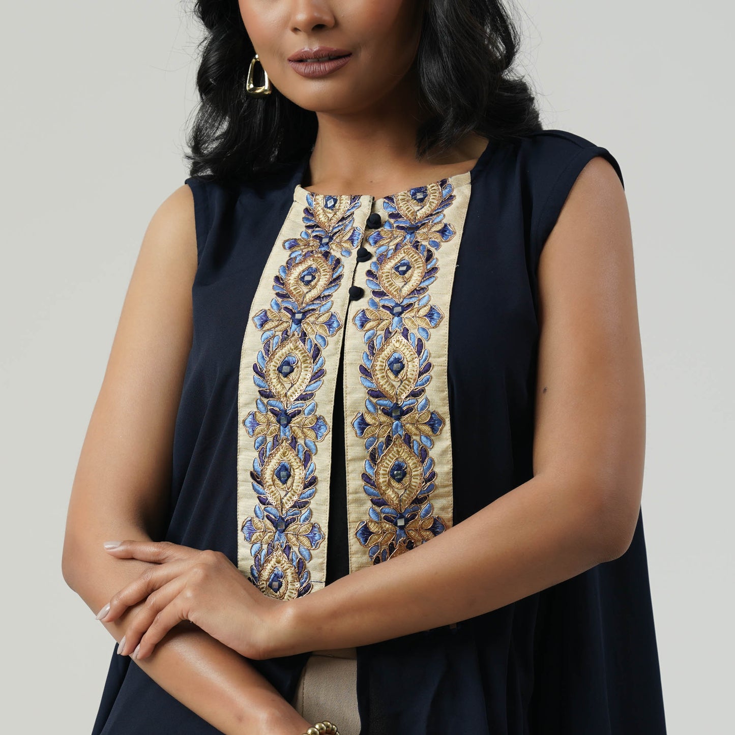 Womens Ethnic Deep Blue Shrug