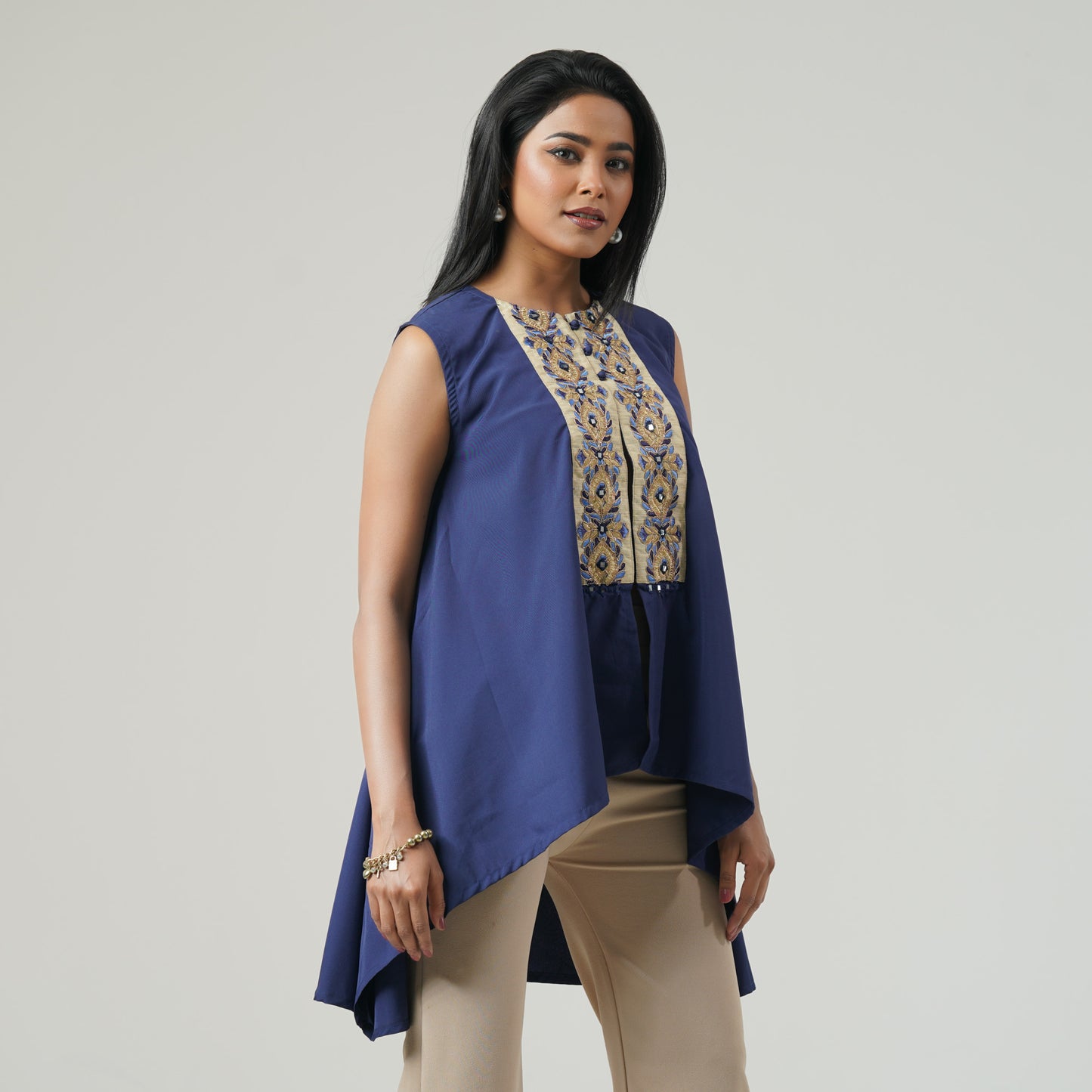 Womens Ethnic Royal Blue Shrug