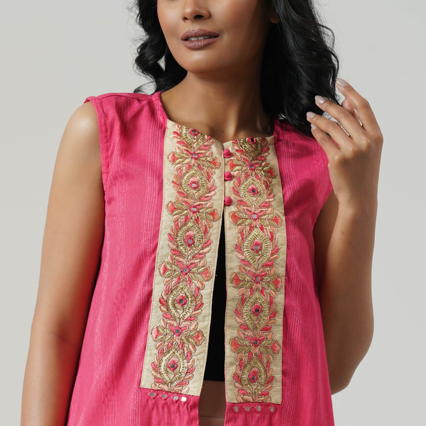 Womens Ethnic Pink Shrug