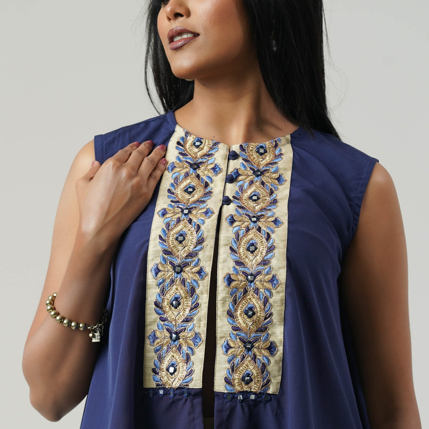 Womens Ethnic Royal Blue Shrug