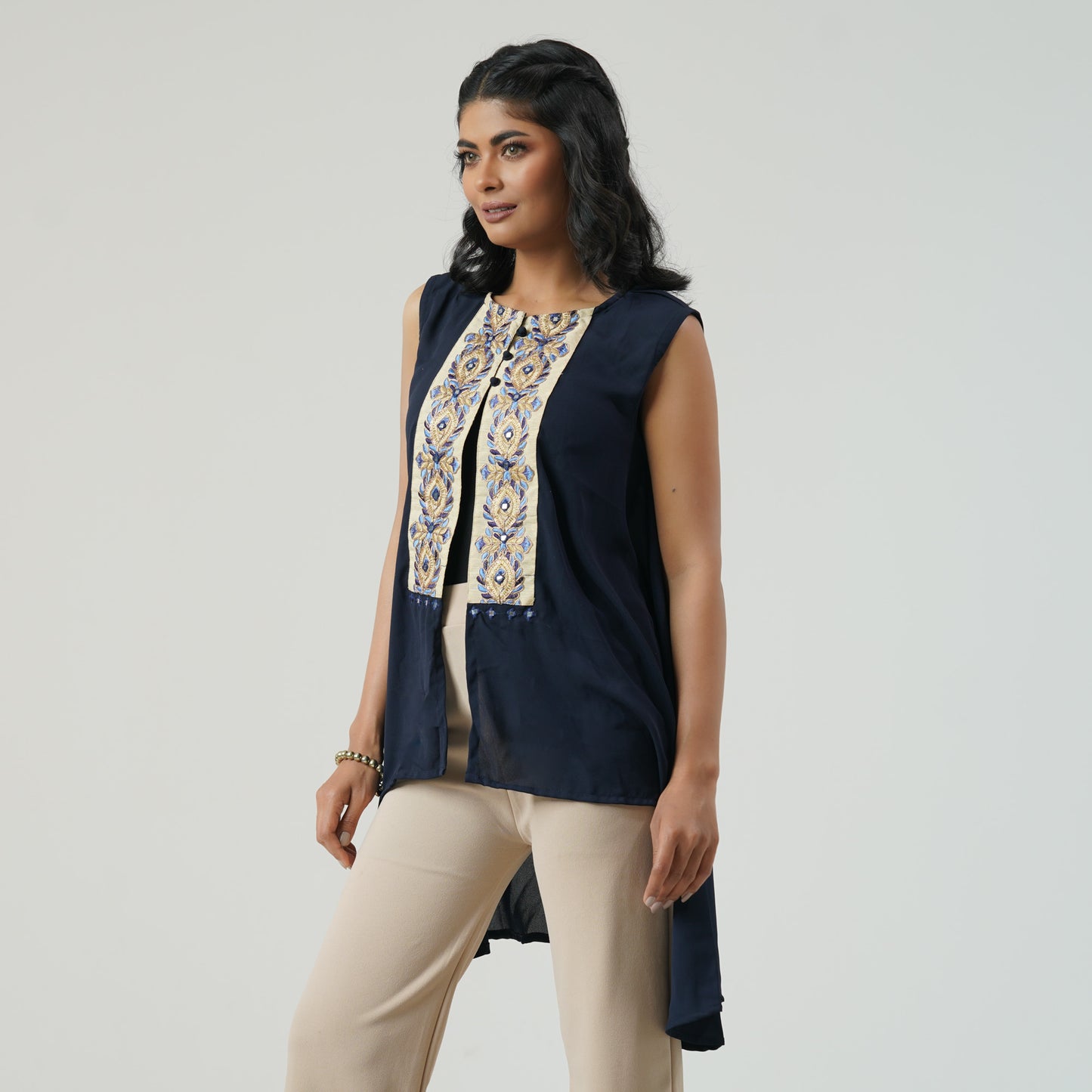 Womens Ethnic Deep Blue Shrug