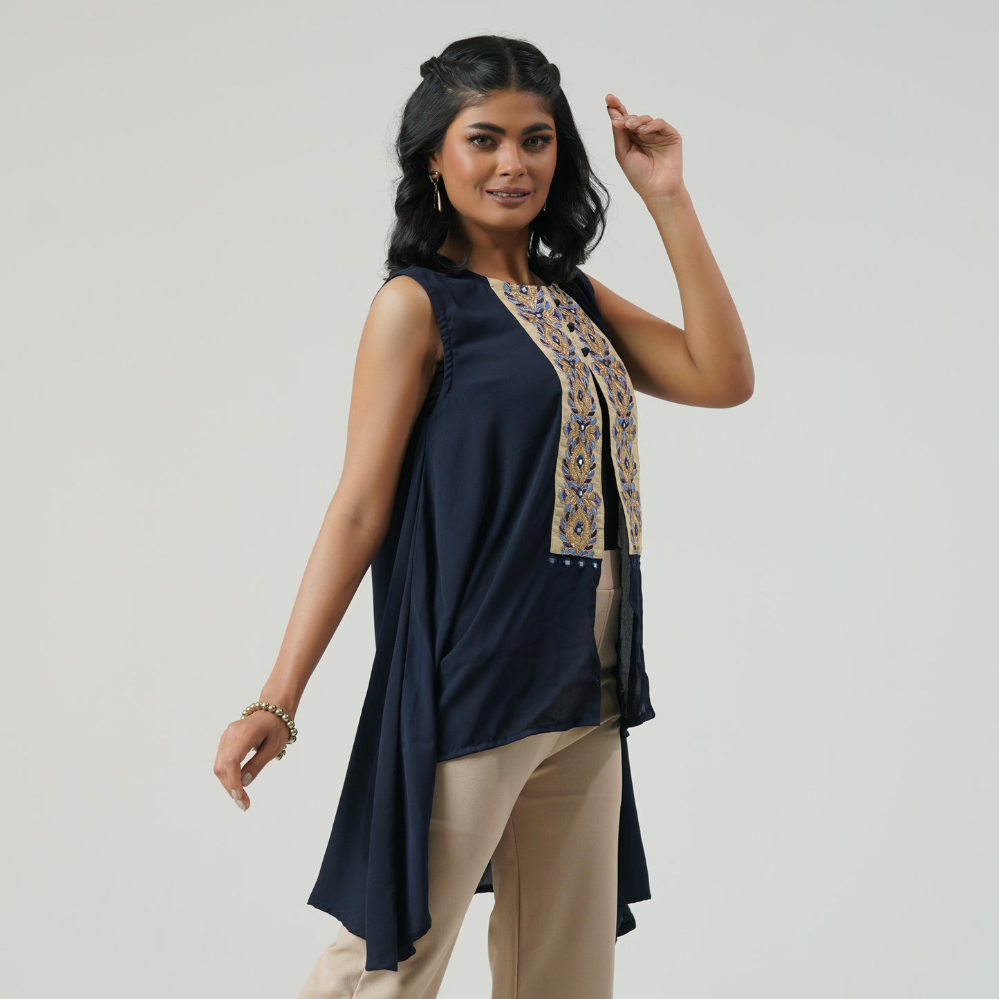 Womens Ethnic Deep Blue Shrug