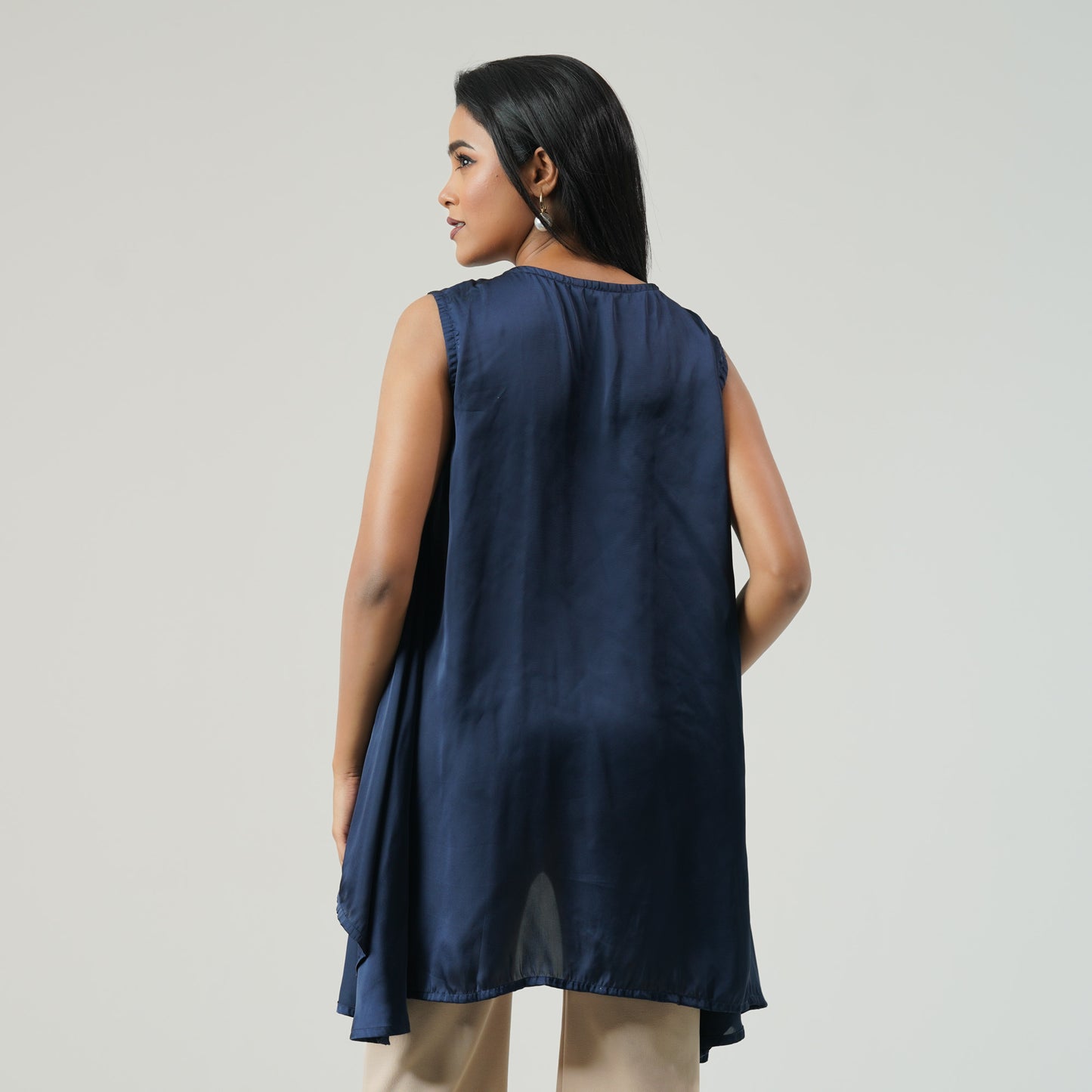 Womens Ethnic Oxford Blue Shrug