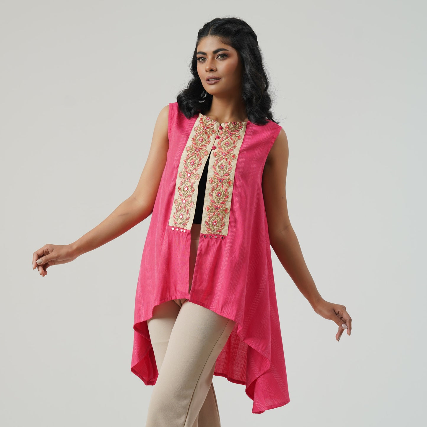 Womens Ethnic Pink Shrug