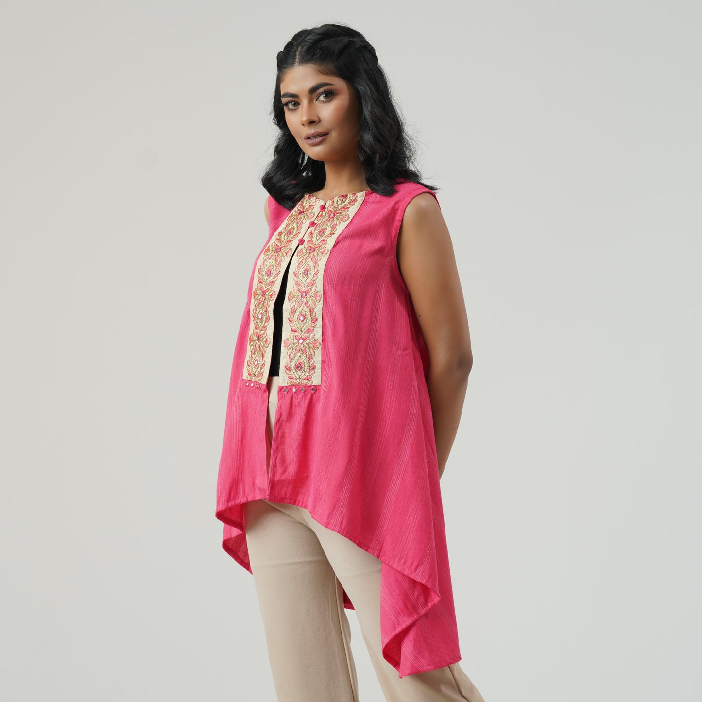 Womens Ethnic Pink Shrug