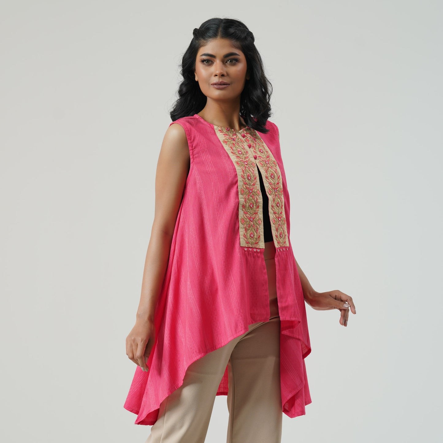 Womens Ethnic Pink Shrug