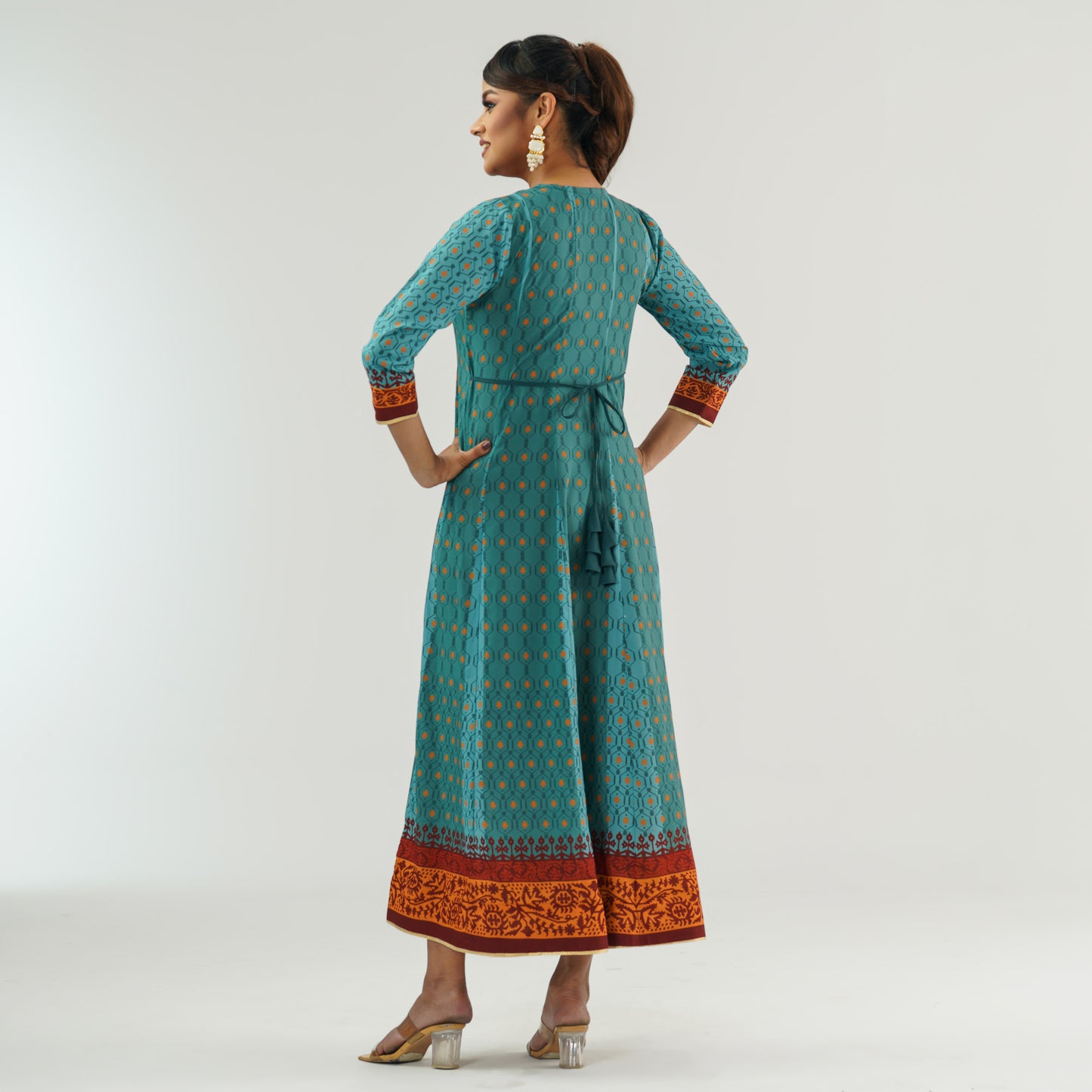 Womens Teal Ethnic Gown