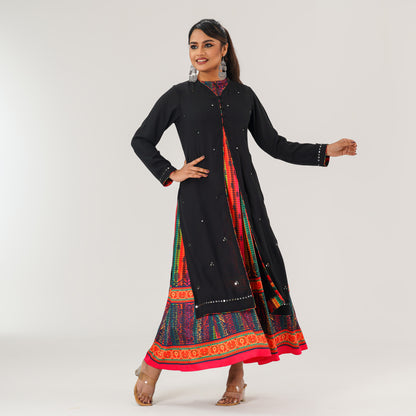 Womens Black Ethnic Gown