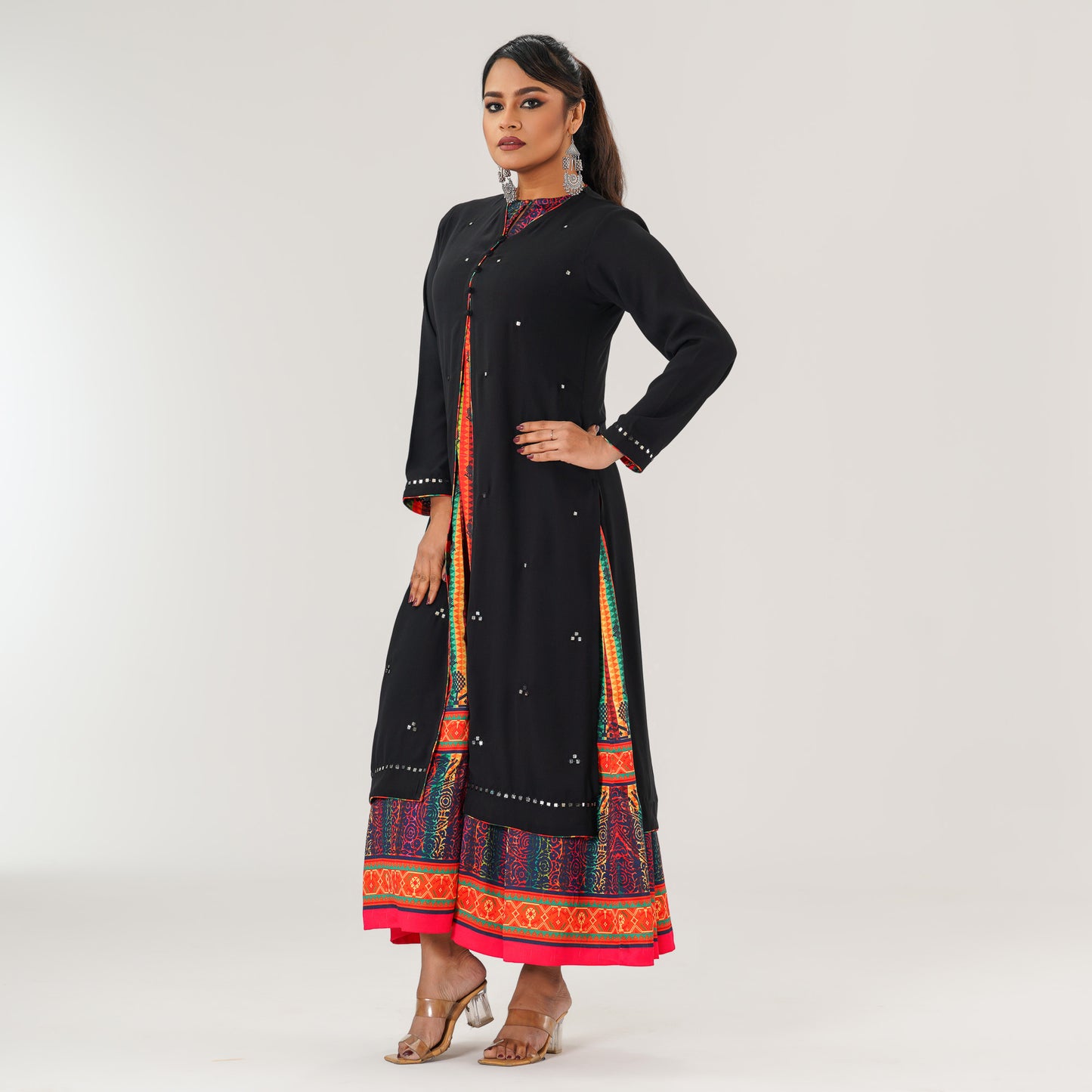 Womens Black Ethnic Gown