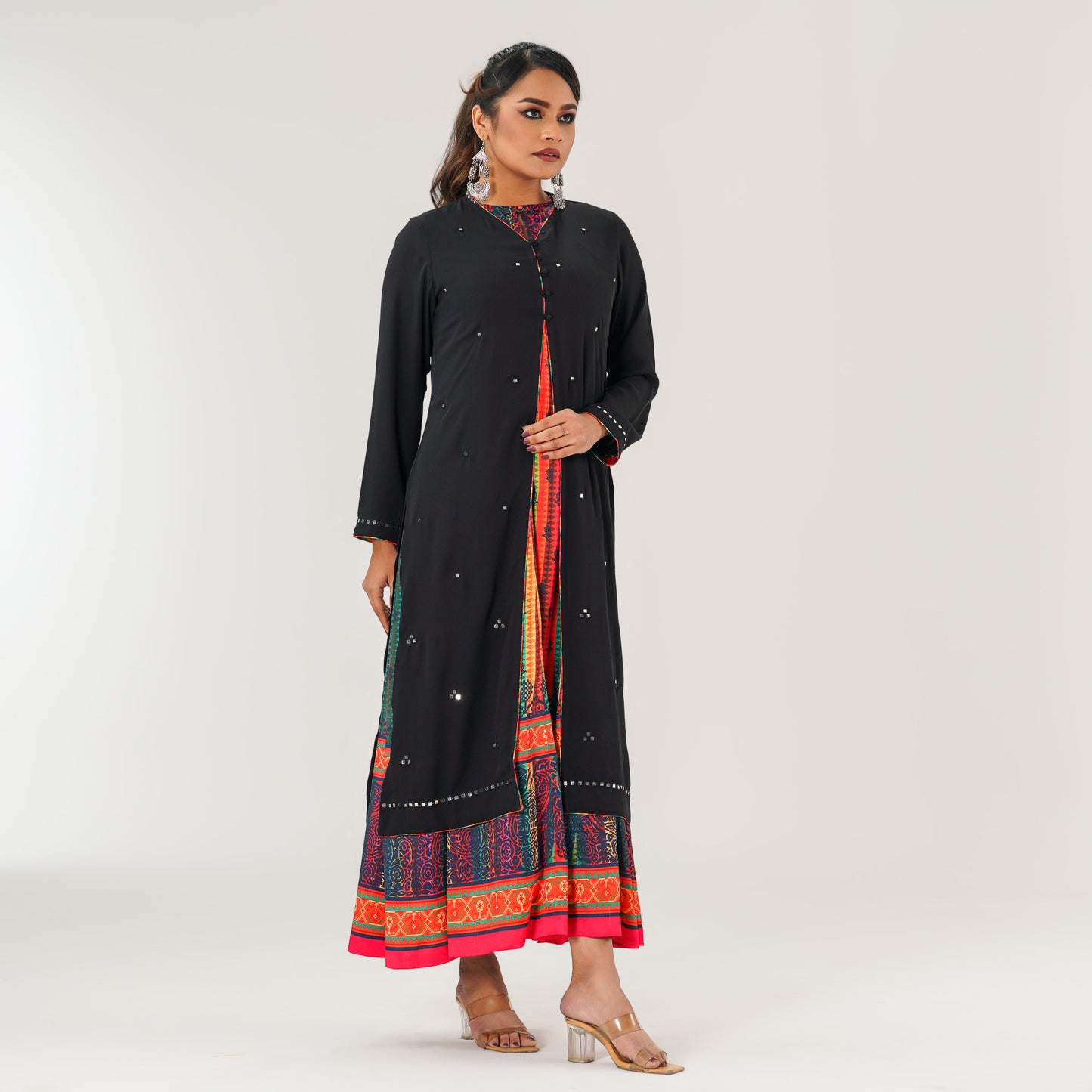 Womens Black Ethnic Gown