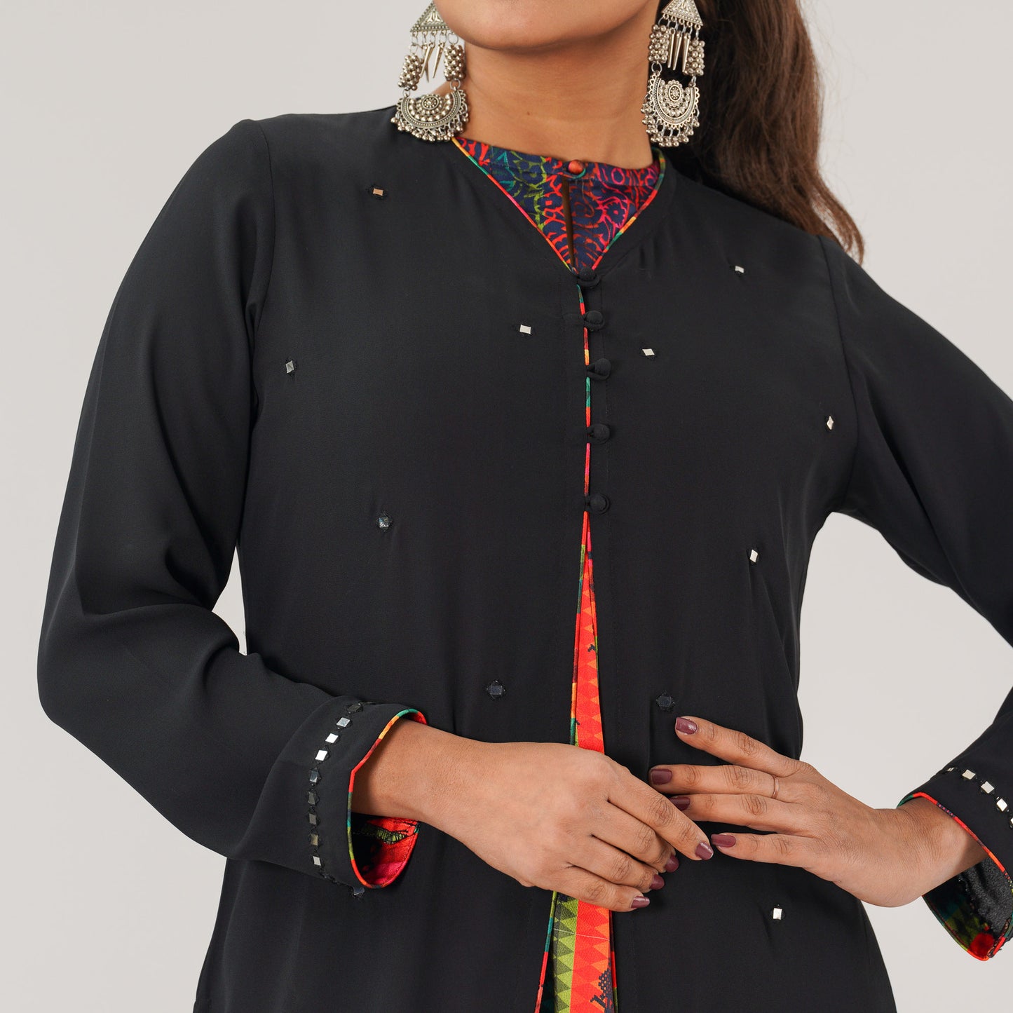 Womens Black Ethnic Gown