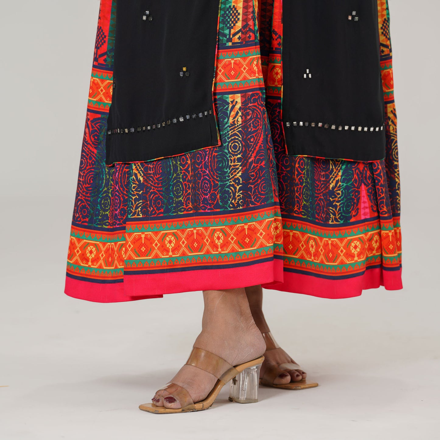 Womens Black Ethnic Gown