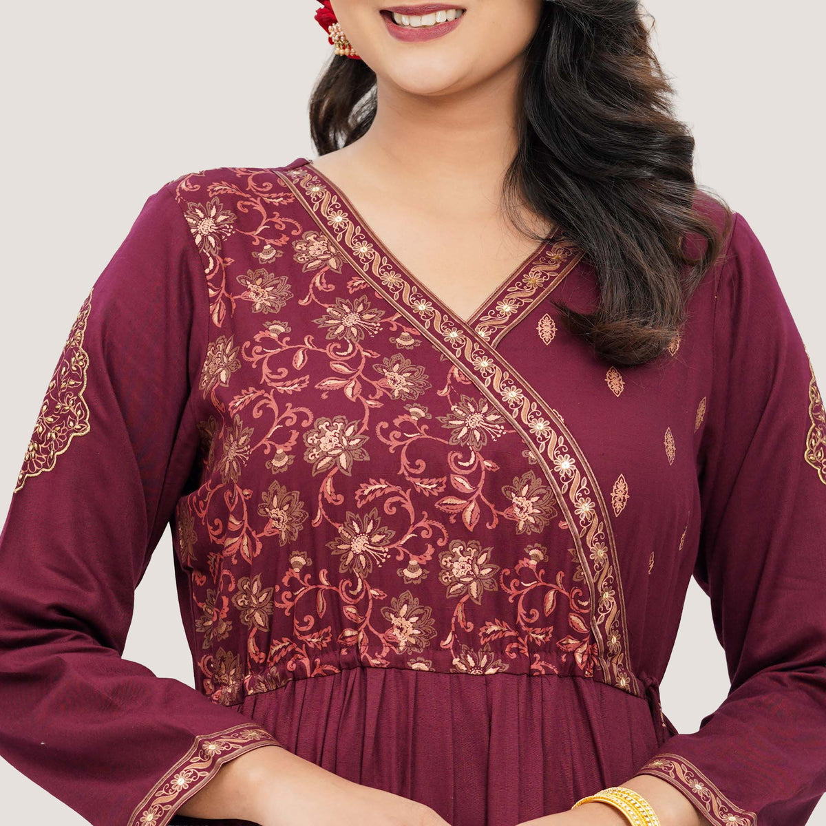 Women's Maroon Pink Ethnic Gown