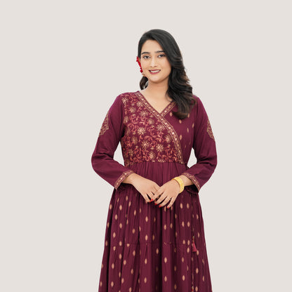 Women's Maroon Pink Ethnic Gown